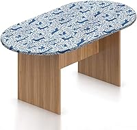 Vista 1 de Mantel ovalado ajustable para mesa de patio, poliéster elástico en bosque, mantel con estampado de siluetas de ciervos con elementos florales, se