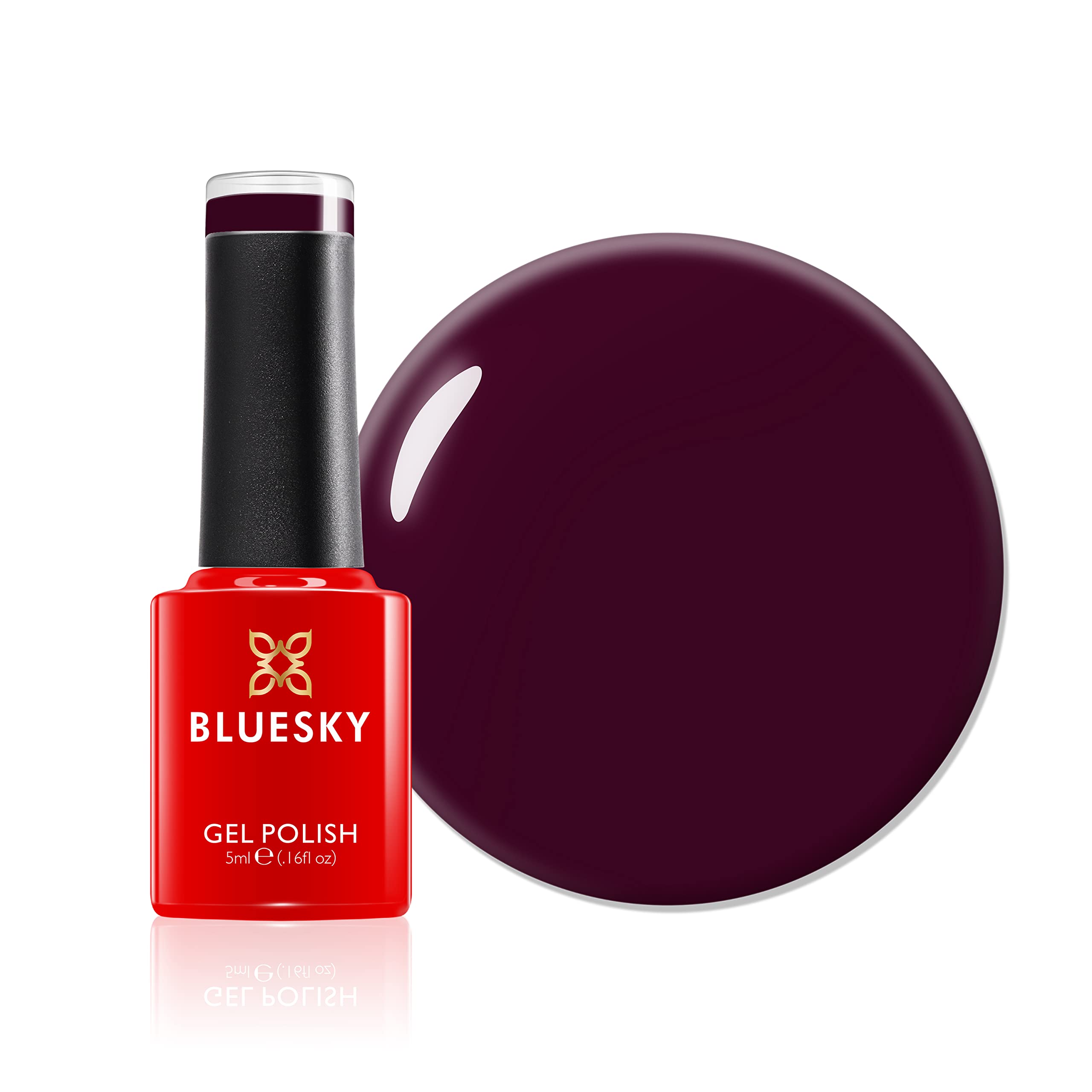 BLUESKY Gel Nail Polish, Dark Maroon, Mini, A072, Red, Long Lasting, Chip Resistant, 5 ml Requires Drying Under UV LED Lamp