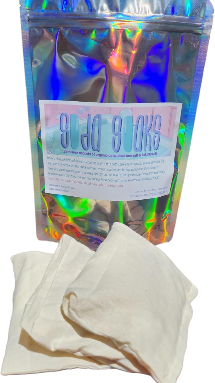 Eczema Bath Soak Sachets of Organic Oats, Dead sea Salt & Baking soda for Soothing
