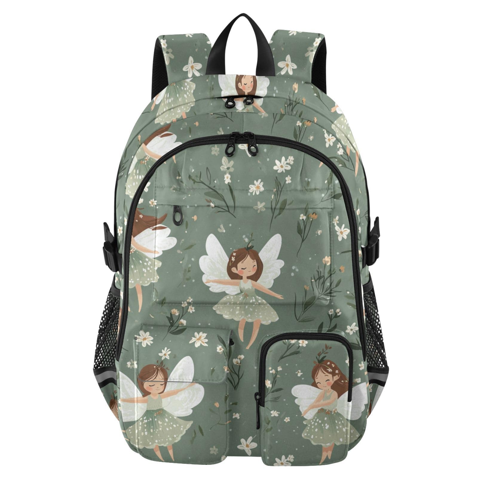 Mochila de computadora de 17.5 pulgadas ligera y ergonómica con estampado de hadas de dibujos animados 8