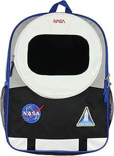 NASA Astronaut 17" Backpack Space Shuttle Helmet Suit Meatball Logo Patches Kids Travel School Book Bag