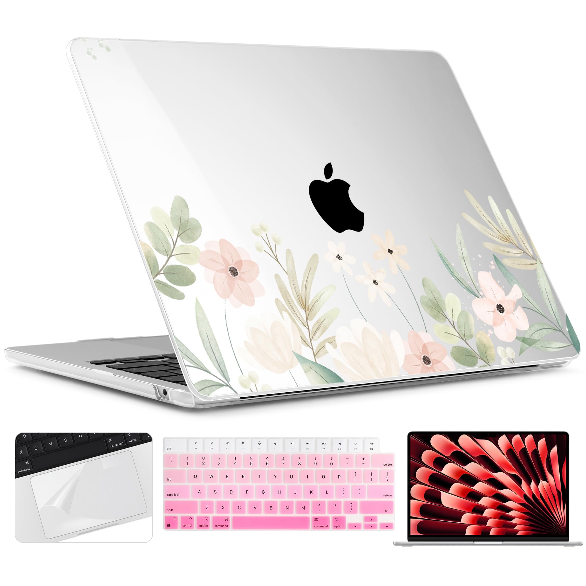 TWOLSKOO for M4 MacBook Air 13.6 inch Case 2025-2022 Release M4 A3240 M3 A3113 M2 A2681, Plastic Hard Shell & Screen Protector & Keyboard Cover &