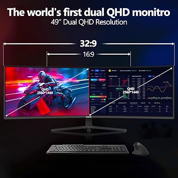 Gawfolk 49 Inch Curved Gaming Monitor,1500R PC Screen 120hz DQHD 5120x1440, Computer Screen for Home Office Business, DP, HDMI, Support Wall Mount 100x100mm