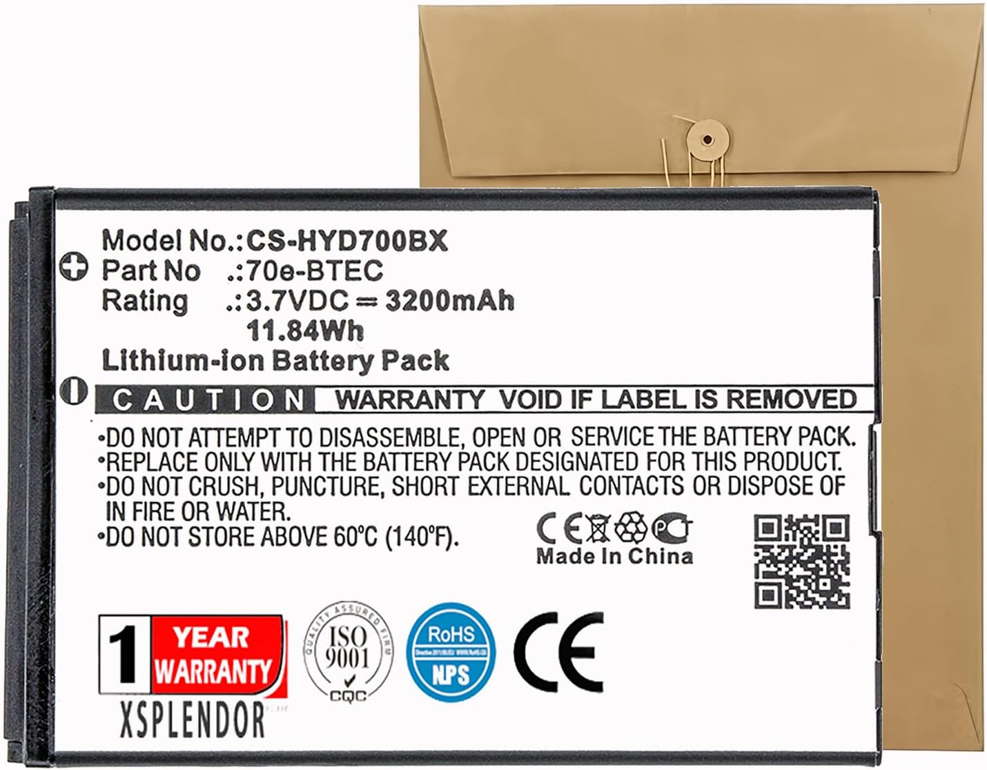 XSP Replacement Battery for Dolphin 60s 70e 75e Part NO 60S-Batt-1, 70e-BTEC, BAT-EXTENDED-01 3200mAh / 11.84Wh Parts Battery Batteries