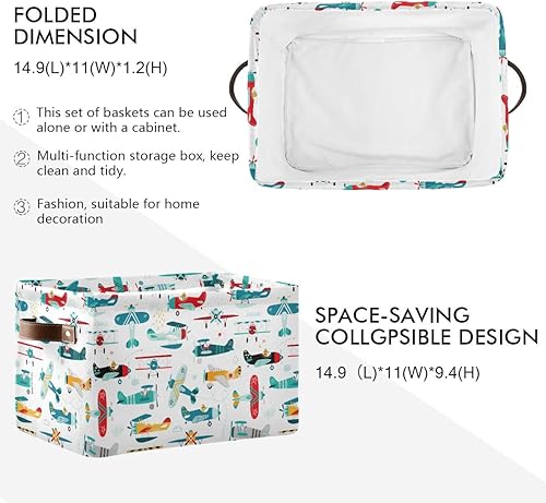 Miniatura 2 de Cesta de almacenamiento, cubo de caricaturas, avión helicóptero, caja de almacenamiento grande plegable para juguetes, contenedor organizador de