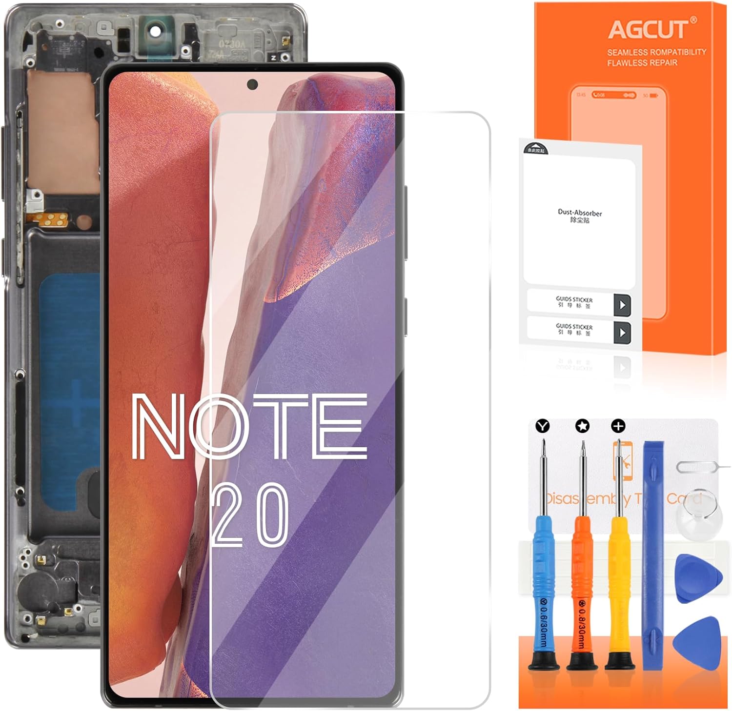 OLED for Samsung Galaxy Note 20 4G 5G Screen Replacement for Samsung Note 20 LCD Display N980 N981U N981W LCD Digitizer Touch Screen Assembly Repair Parts Black with Frame