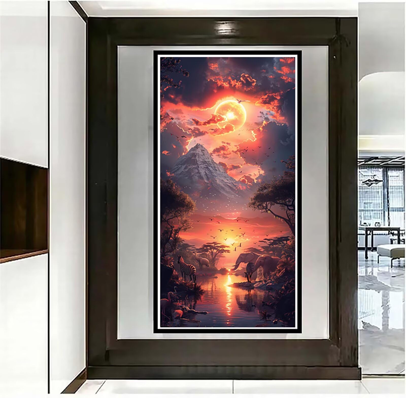 Dipingere con i Numeri Adulti Tramonto, Dipingere con i Numeri Paesaggio, Fai da te Paint by Numbers per Principianti, Hobby Creativi Adulti, Painting by Numbers per Decorazioni Casa 100x200cm 7-5999