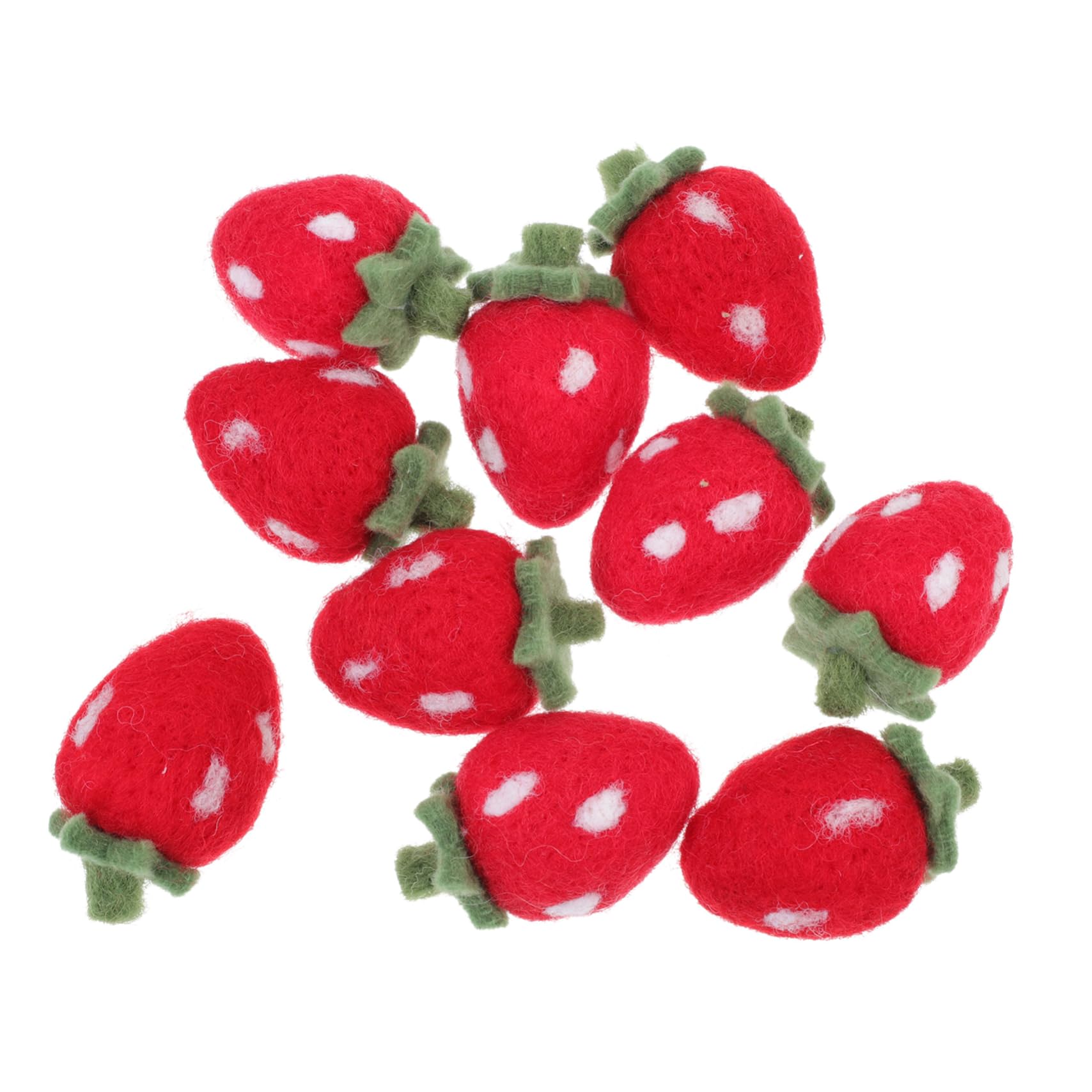 Sewroro 10pcs Strawberry Felt Crafts for Decorations Cute Felting Ornaments for Home Garden and Holiday Decor Present for Friends and Family