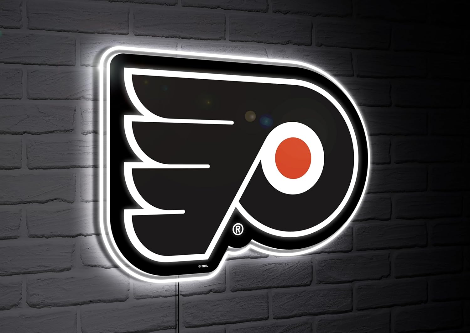 Team Sports America NHL Philadelphia Flyers Ultra-Thin LED Light Wall Sign Décor | Officially Licensed | 23 Inch Mascot Logo Shaped Wall Sign | Made in USA