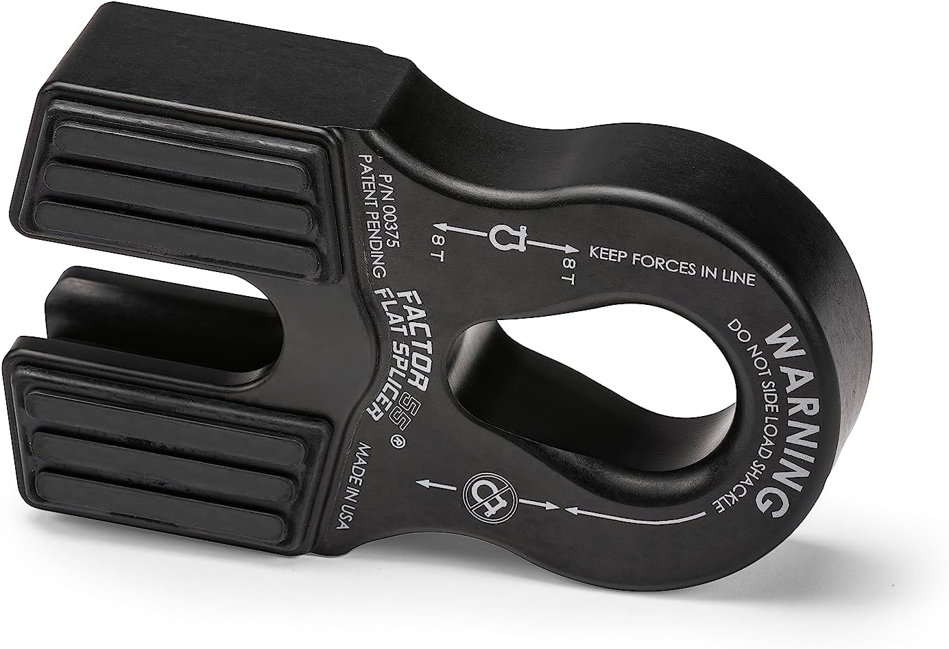 Factor 55 Flat Splicer Low-Profile Design for Synthetic Rope, Fits Synthetic Rope up to 1/2" - Black