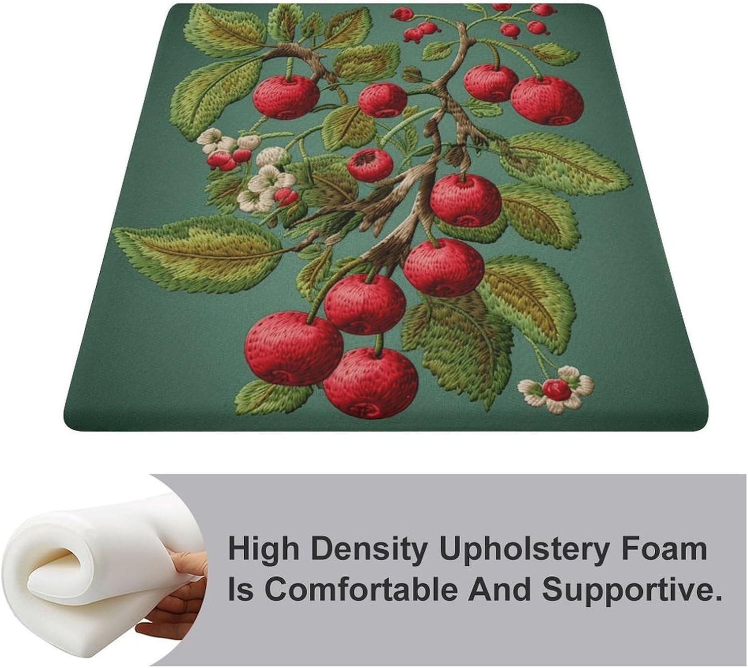 Cherry Vine Decal Chair Cushion Floor Pillow Stool Cushion | Cushions with Removable Cover with Square Memory for for Chair Living Room Balcony Office Sofa,13.8*15*1.2 Inch