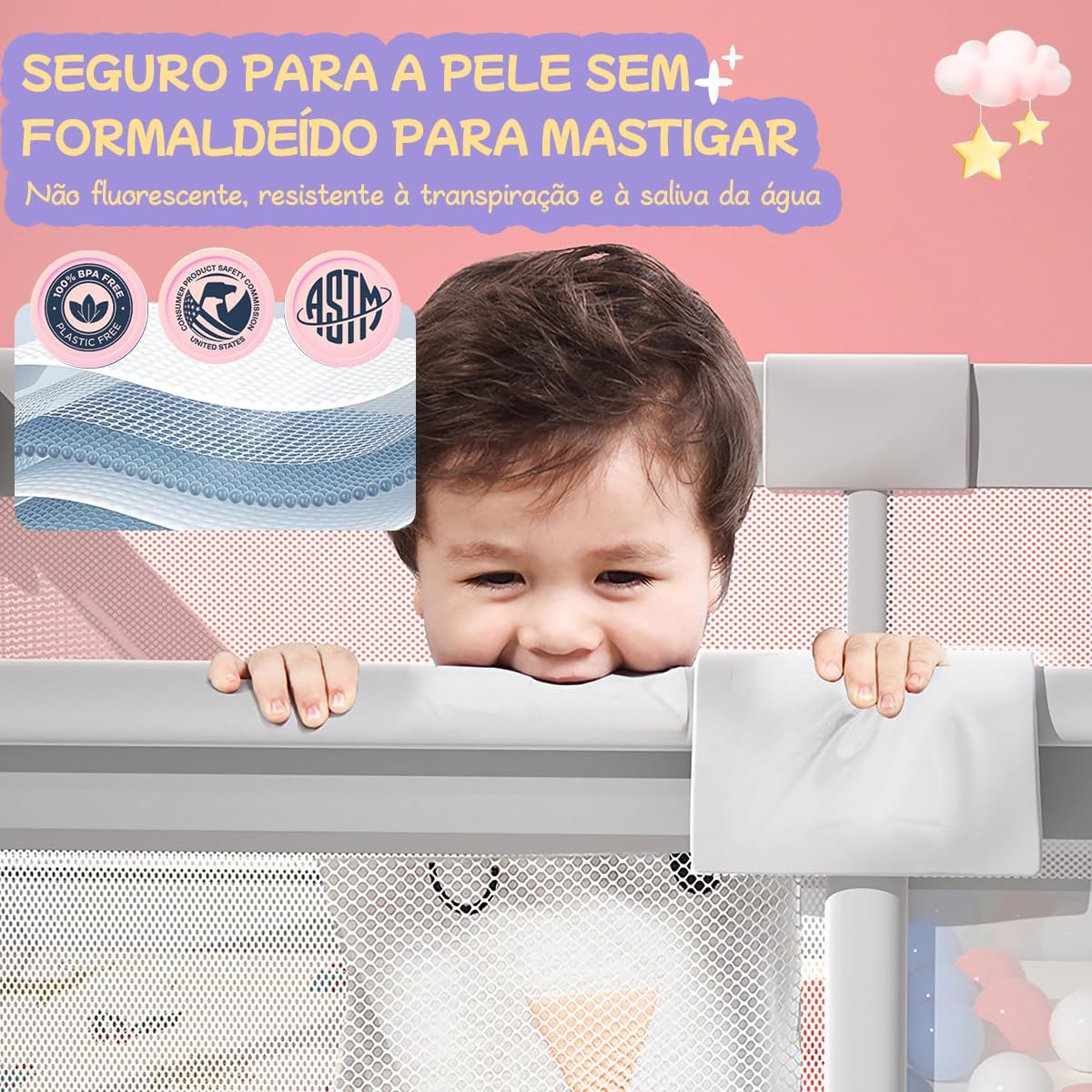 150×180×68cm Cercadinho para Bebe Para Bebês e Crianças Pequenas Chiqueirinho Bebe Para Internos & Externos Cercadinho de Segurança Resistente Para Bebês com Malha Macia e Respirável 150×180×68cm Cercadinho para Bebe Para Bebês e Crianças Pequenas Chiqueirinho Bebe Para Internos & Externos Cercadinho de Segurança Resistente Para Bebês com Malha Macia e Respirável