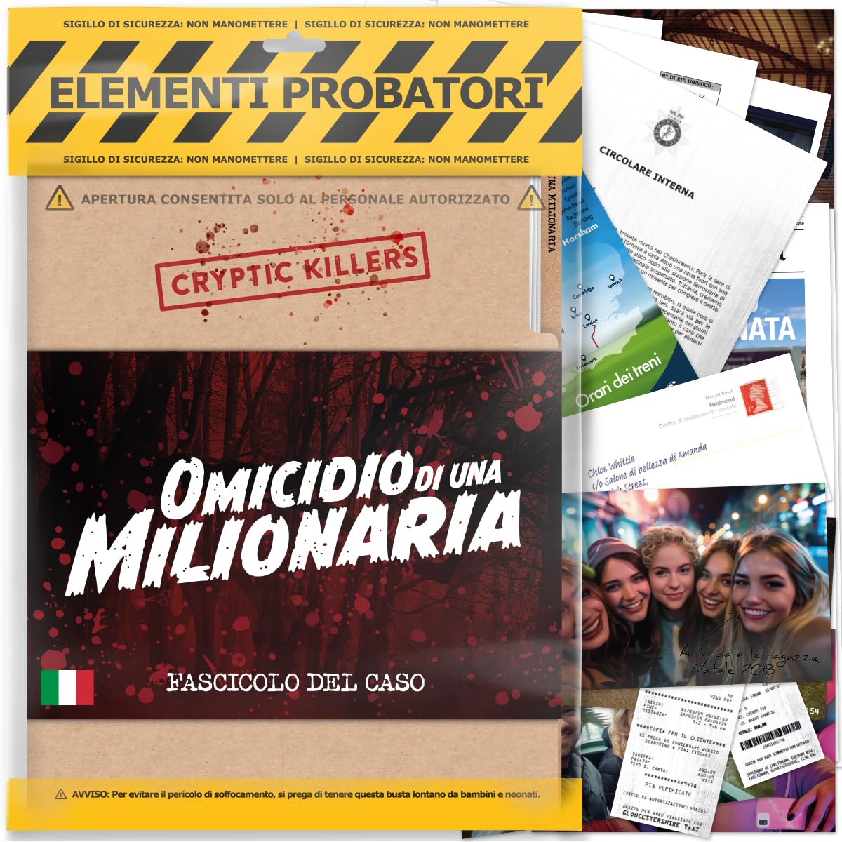 Cryptic Killers Detective gioco investigativo – Escape room gioco da tavolo – Un Mistero di omicidio e un Caso da risolvere italiano – Giochi da tavolo adulti 14+ - Omicidio di una milionaria