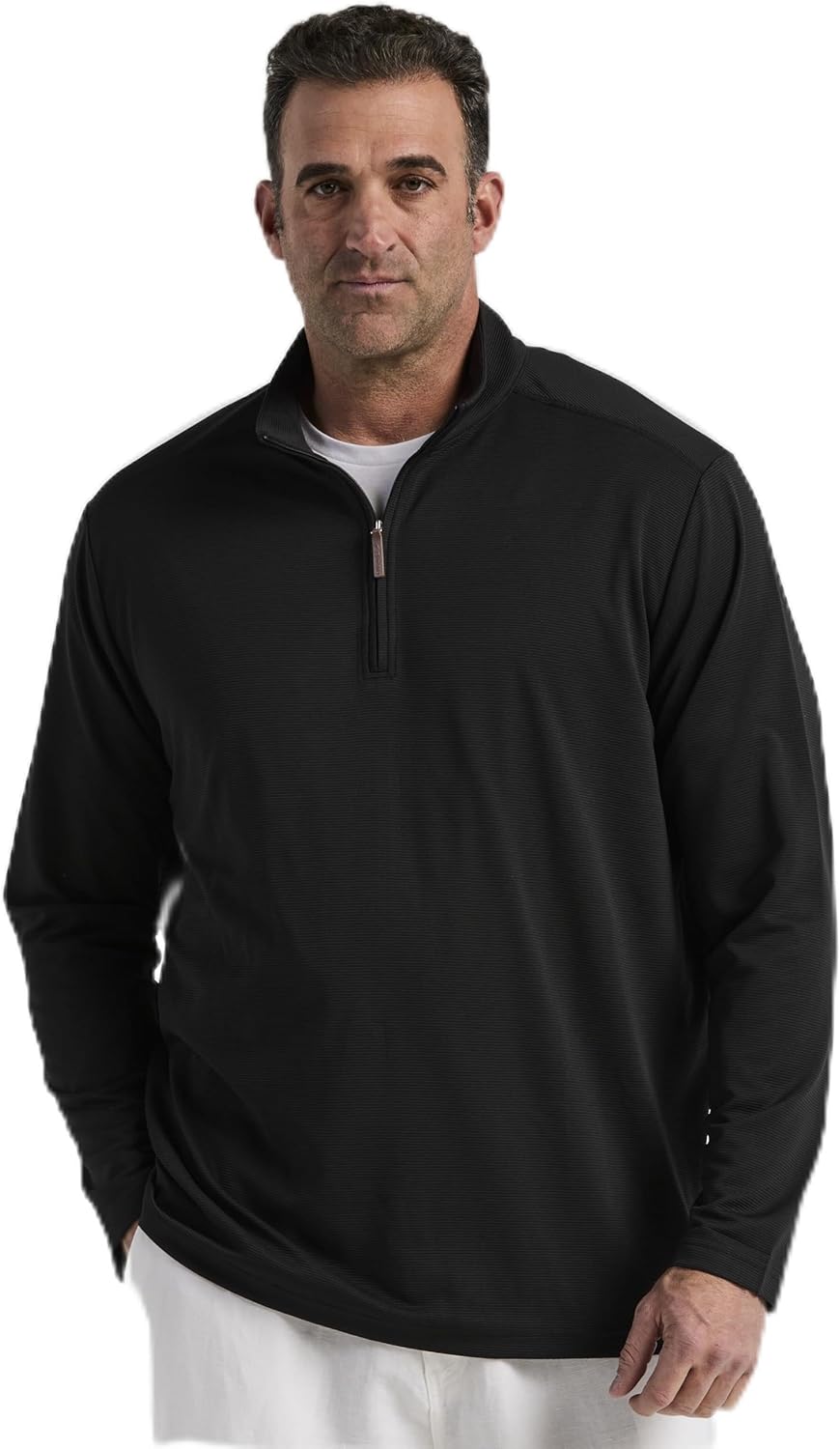 Cubavera Men's Solid 1/4 Zip Long Sleeve Polo Sweater (Available in Big & Tall)