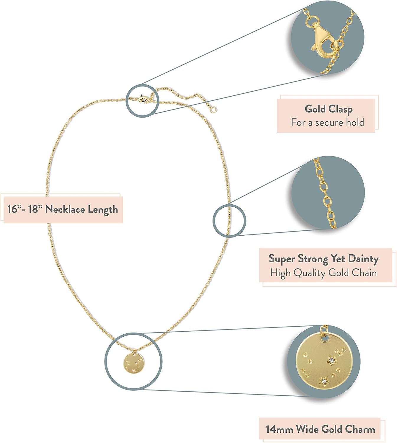 Lucky Feather Zodiac necklaces for women | Scorpio 14K Gold-Plated Astrology Pendant for Girls | Horoscope Sign Zodiac gift | Great Christmas Stocking Stuffer | Trendy Birthday Jewelry Gift | 16” - 18” - Image 3