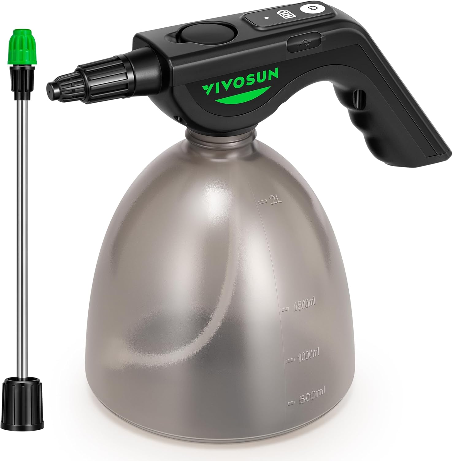 VIVOSUN Battery Powered Sprayer 0.5Gallon, Electric Spray Bottle USB Rechargeable, Automatic Water Pump Plant Mister with Adjustable Pressure, Easy to Refill, 2.2 Ah Battery