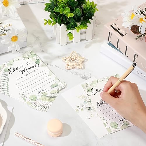 Miniatura 6 de Pajean 50 tarjetas de memoria Greenery Share a Memory para colecciones de vida, tarjetas de memoria, ideas de invitados para funeral, graduación,