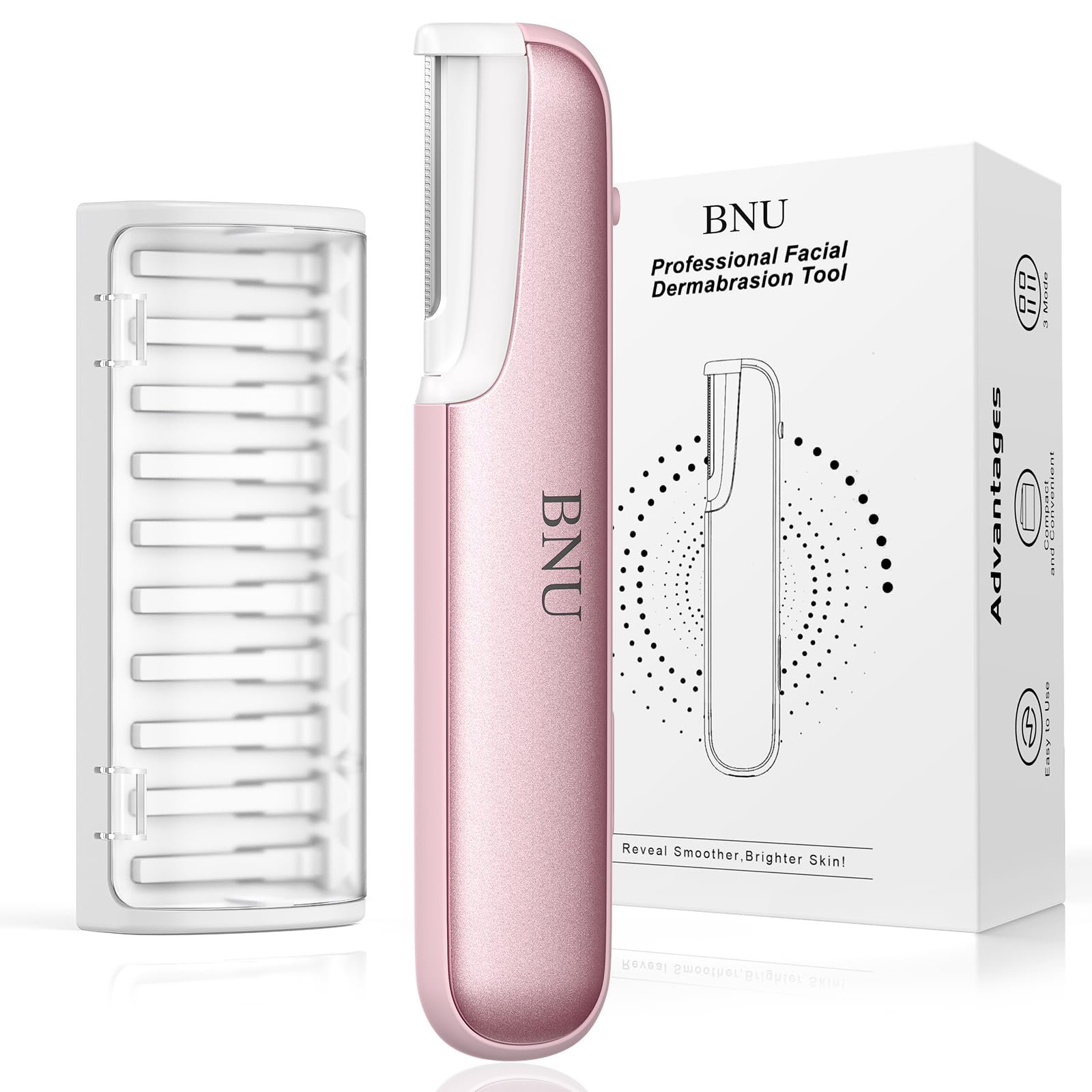 Dermaplane Razor for Women Face BNU Facial Hair Remover for Anti-Aging - Rechargeable - LED Light - Sonic