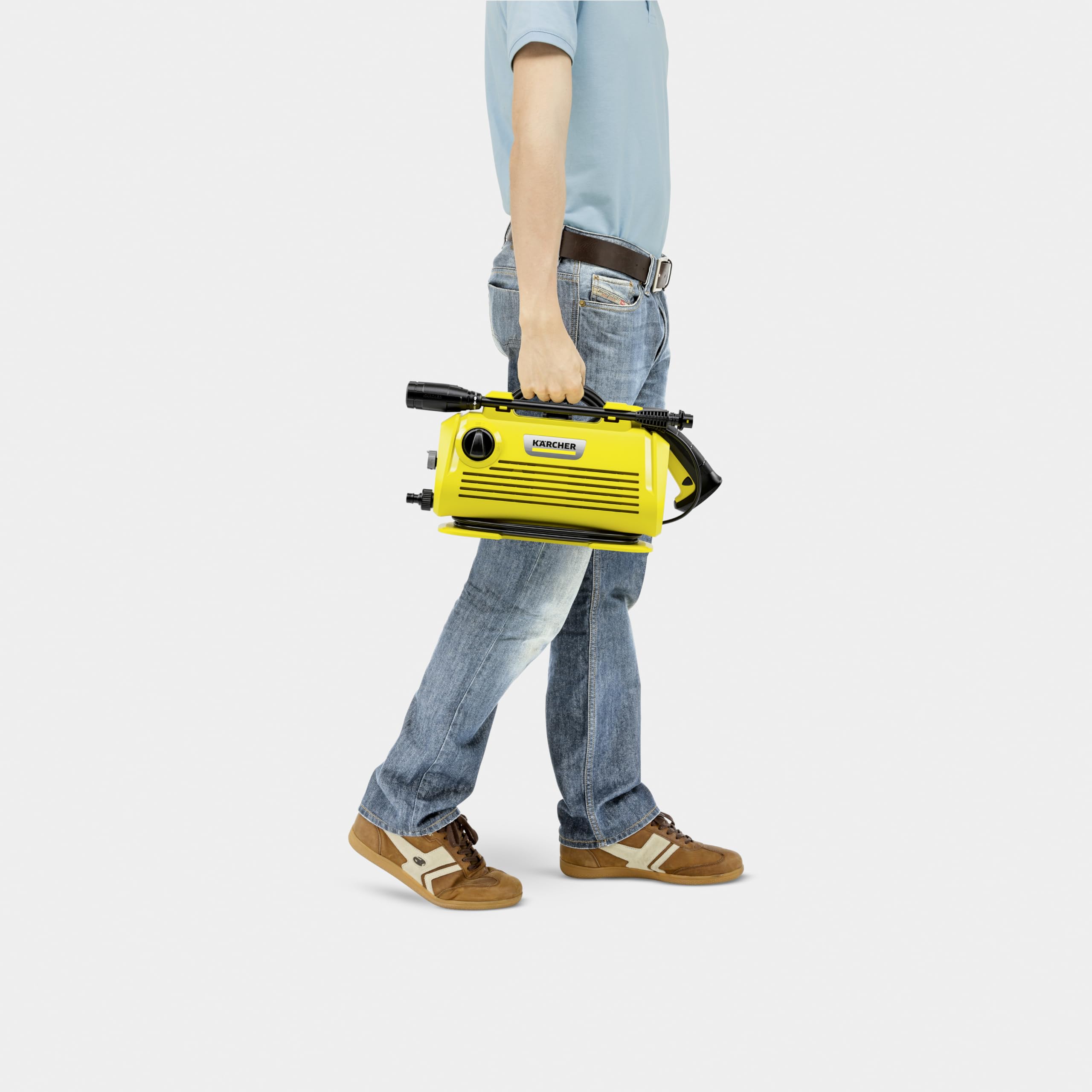 Kärcher K 2 Premium Horizontal Home - Idropulitrice ad Alta Pressione, 1400W, 110 bar, Idropulitrice Elettrica Acqua Fredda Compatta, Giallo/Nero