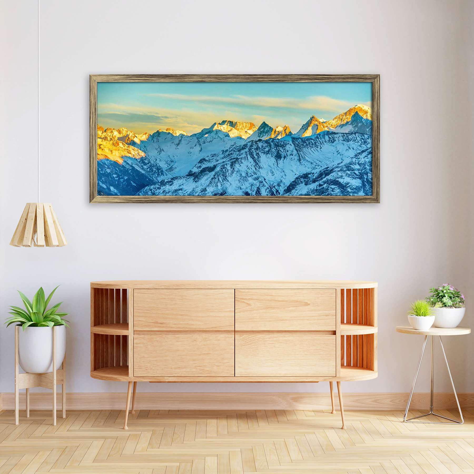 ArtzFolio High Mountains Peaks At Sunset | Canvas Painting for Bedroom & Living Room | Golden Frame | 27.6 x 12 inch (70 x 30 cms) (B08K839XRG) Amazon Price History, Amazon Price Tracker
