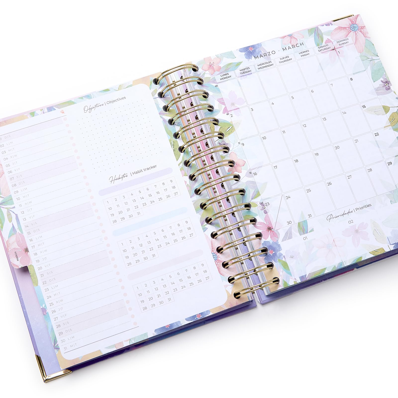 Takenote Academic Diary 2025 2026 - A5 Size (16.5x20.5 cm), Day per Page, Academic Format September to August, Double Wire-O Binding, Bilingual: Spanish & English - Stella - Image 4