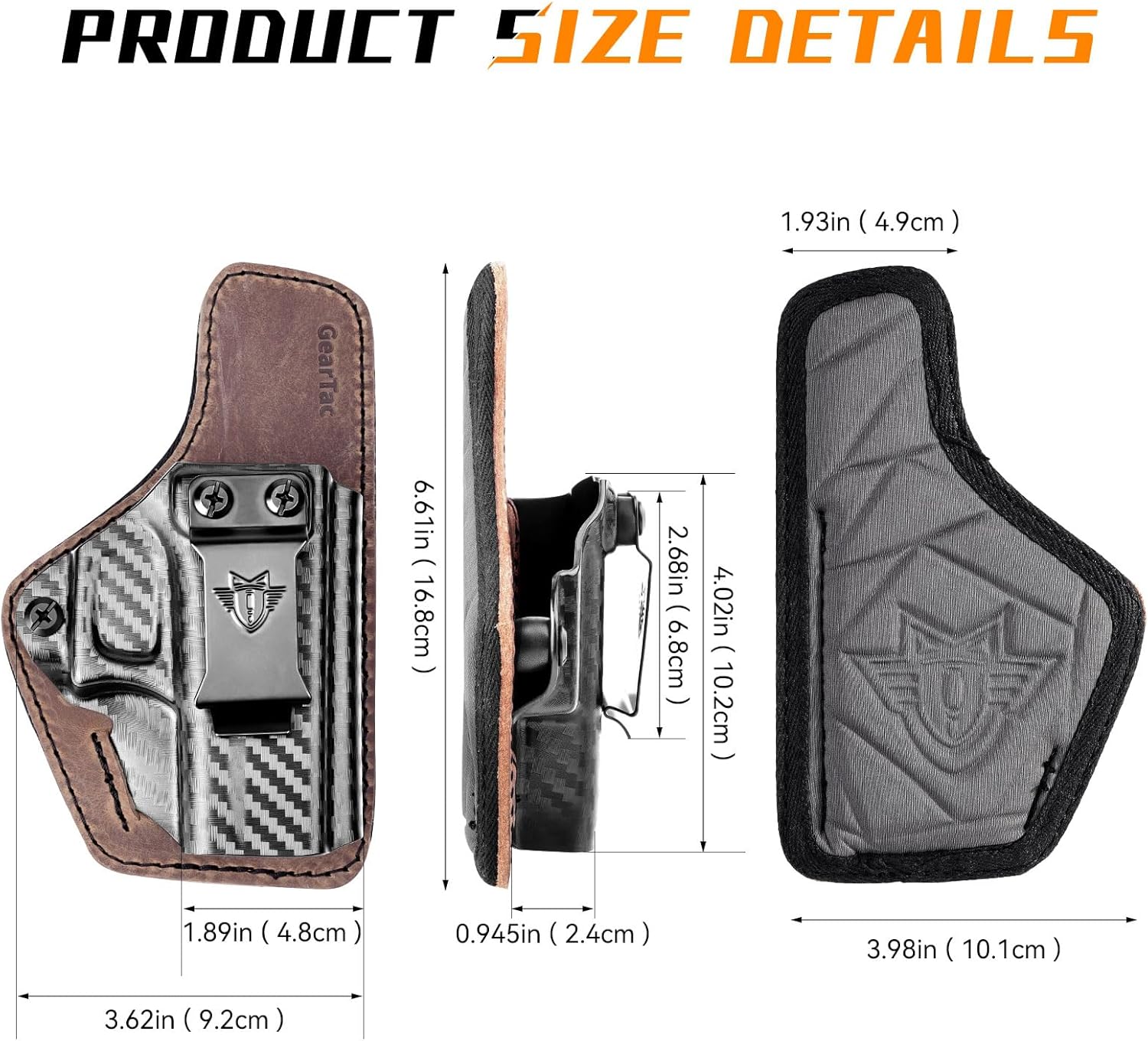 IWB Holster for Glock 43/43X, Sig P365/P365X/P365 SAS, Kydex Leather Hybrid Holster for Concealed Carry, Pistol Holster for Inside Waistband Right Handed
