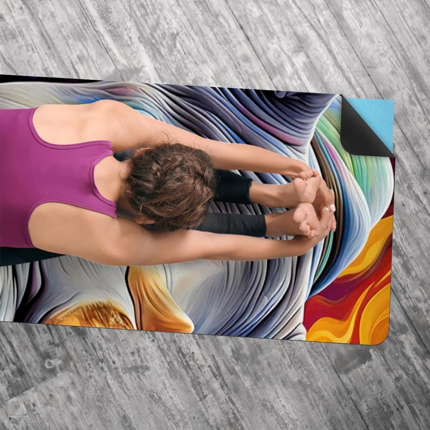 Yoga Towel, Rhino Animal Print Non Slip Sweat Absorbent Hot Yoga Mat Towel for Hot Yoga, Pilates and Fitness - 72.8" x 26.8"