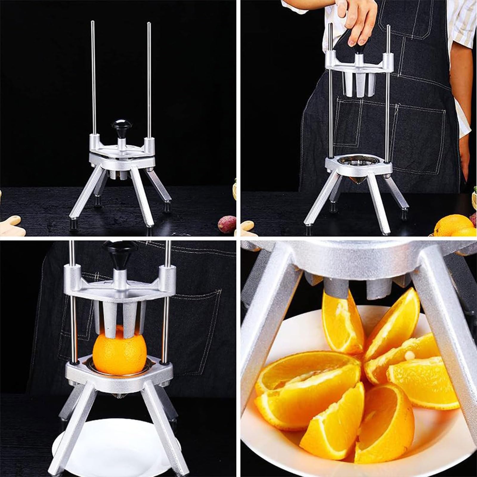 Cortador manual de cuñas de frutas resistente, cortador de cuña comercial de acero inoxidable para naranjas, tomates, cebollas, patatas, ideal para restaurante, cocina, reuniones al aire libre