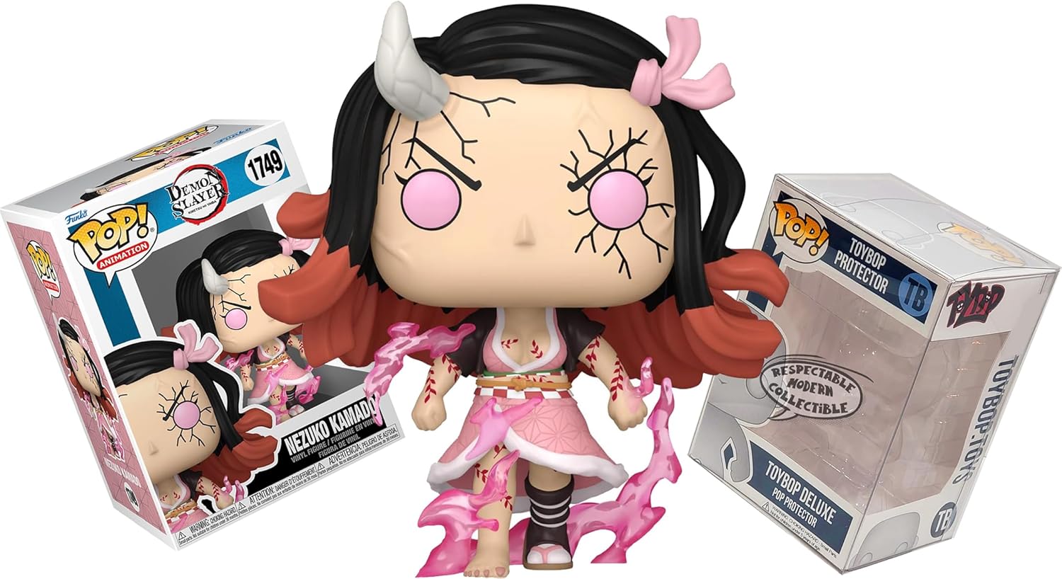 Funko Demon Form Nezuko Kamado + Pop Protector: Demon Slayer Pop! Animation Vinyl Figure (Gift Set Bundled with ToyBop Brand Box Protector Collector Case)