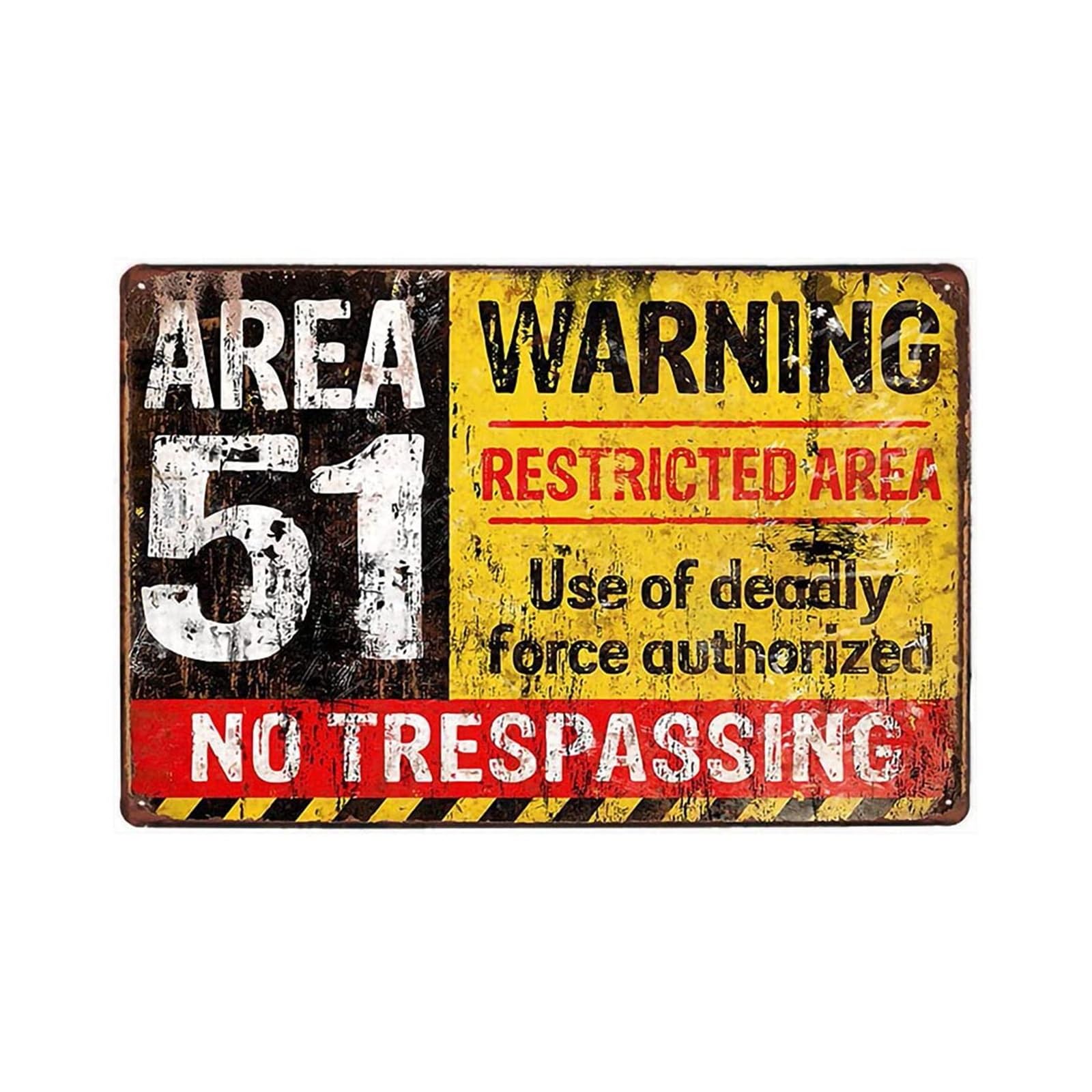 BYLSAGWHT Vintage Area 51 Warning Metal Tin Sign Restricted Military Zone No Trespassing for Man Cave and Bar Wall-Art 8 X 12 inch