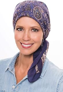 Headcovers 30 Inch Woodblock Hand Stamped Cotton Head Scarves | Soft Square Scarf for Hair Loss & Cancer Patients