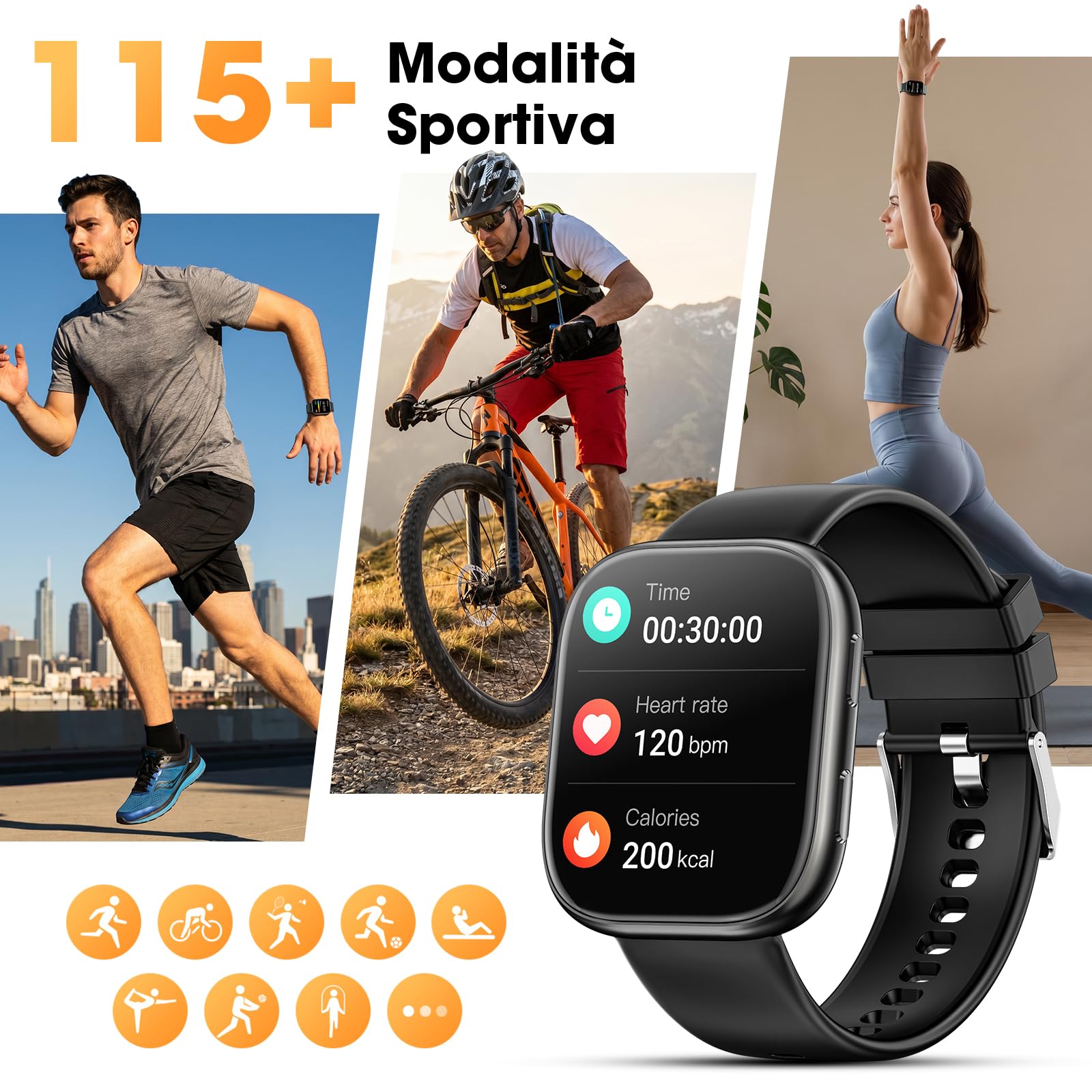 Hwagol Smartwatch Uomo Donna, 7 Cinturini—Regalo Perfetto, 1,83'' Orologio Smartwatch con Chiamate Bluetooth, Notifiche, Contapassi, Sonno, Cardiofrequenzimetro, SpO2, Smart Watch per Android iOS
