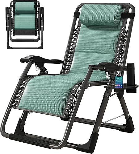 MOPHOTO Silla Zero Gravity, silla de descanso acolchada para exteriores con mesa auxiliar, silla reclinable de gravedad cero, silla reclinable para