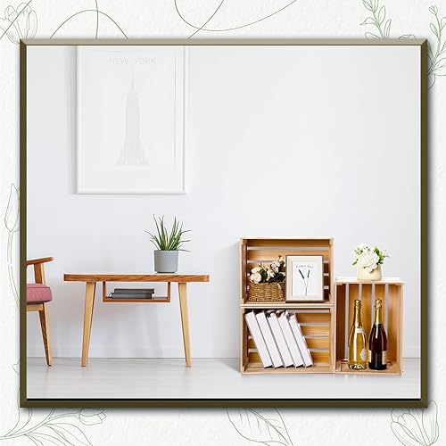 Miniatura 6 de Weysat Paquete de 3 cajas grandes de madera para almacenamiento, sin ensamblar, 16 x 12 x 9.5 pulgadas, cajas de leche de madera con asas, caja