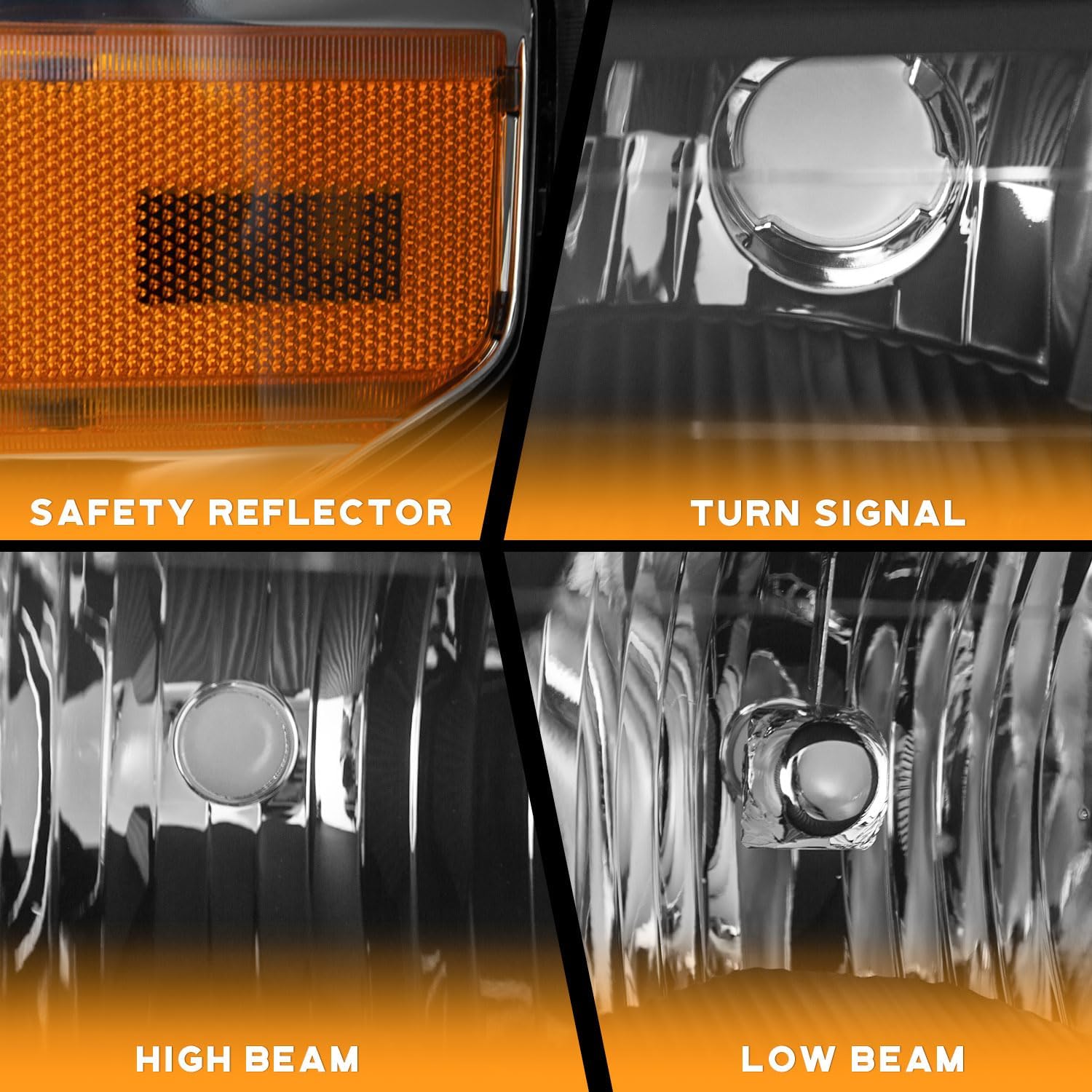 WEELMOTO Headlights for 2004-2012 Chevy Colorado/GMC Canyon,for 2006-2008 Isuzu i-Series, Headlamp Black Housing Amber Reflector Left+Right Side