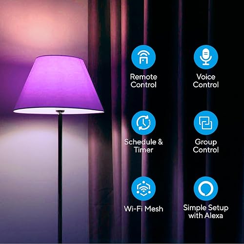 Miniatura 5 de U-tec Bombillas inteligentes, 1100 lúmenes, 90+CRI WiFi Mesh y Bluetooth A19 que cambia de color, 16 millones de bombillas RGB de colores DIY,
