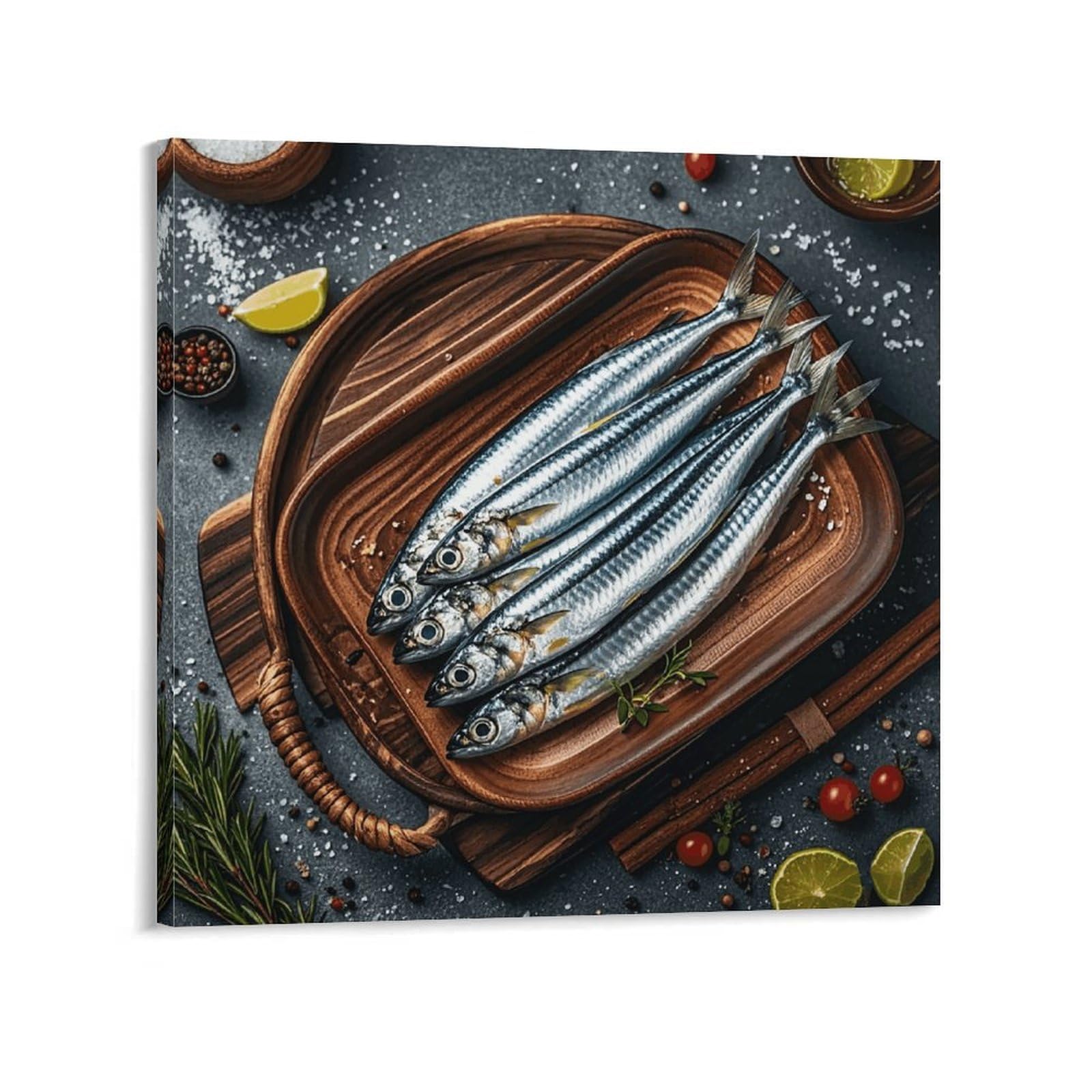 Impression toile sardines abstraite 60x60cm salon bureau