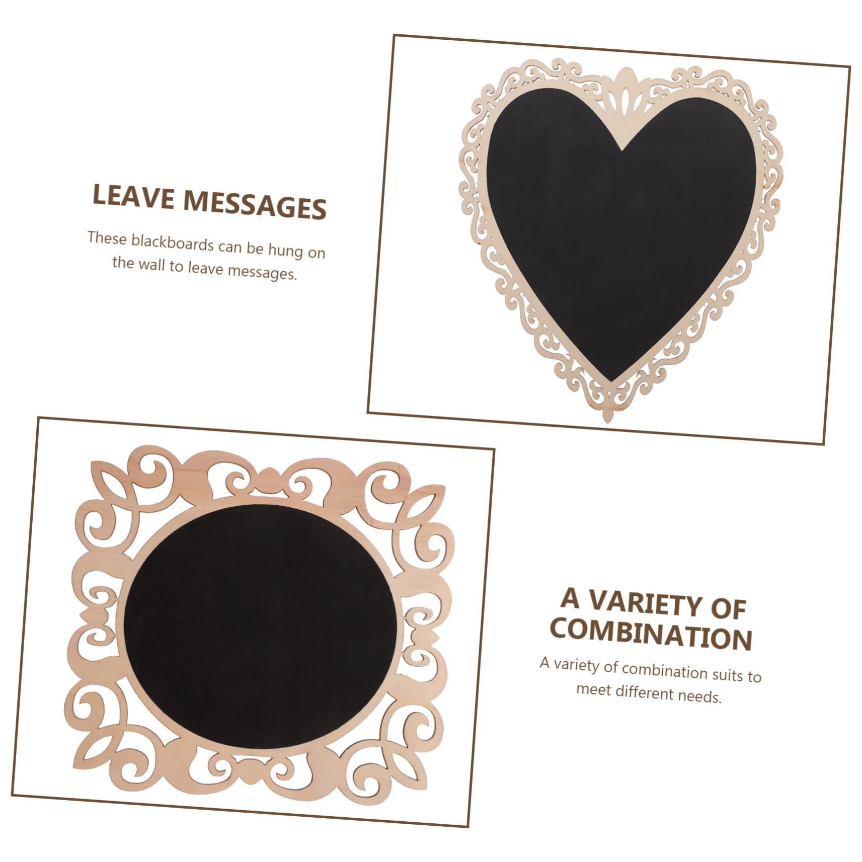 KICHOUSE 3Pcs Creative Shape Wooden Chalkboard Pendants Hanging Message Board for Parties Festivals Unique Board Adornments with Rope for Home Decor