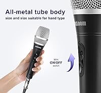Vista 2 de LyricLoom Micrófono profesional con cable para cantar, micrófono dinámico vocal de mano de metal, micrófono con cable e interruptor de 16.4 pies