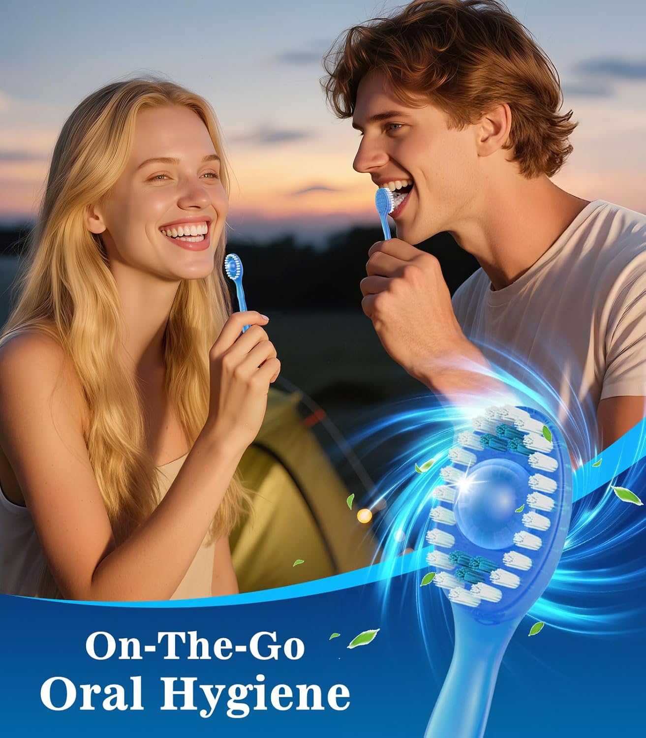 48 Pack 5 in 1 Disposable Mini Toothbrushes with Toothpaste, Floss, Pick & Tongue Scraper, Individually Wrapped, Portable Toothbrush Travel Set for Kids Adults, Mint Flavor