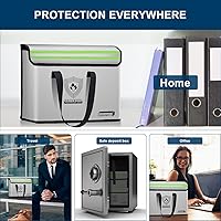 Vista 7 de Caja de documentos ignífuga (16 x 12 x 5 pulgadas) recubierta de silicona con correa para el hombro y cierre de cremallera, bolsa de dinero ignífuga