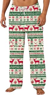 Men's Flannel Christmas Pajama Pants Fuzzy Fleece Cute Lounge Pjs Bottoms with Pockets Warm Winter Soft Sleepwear