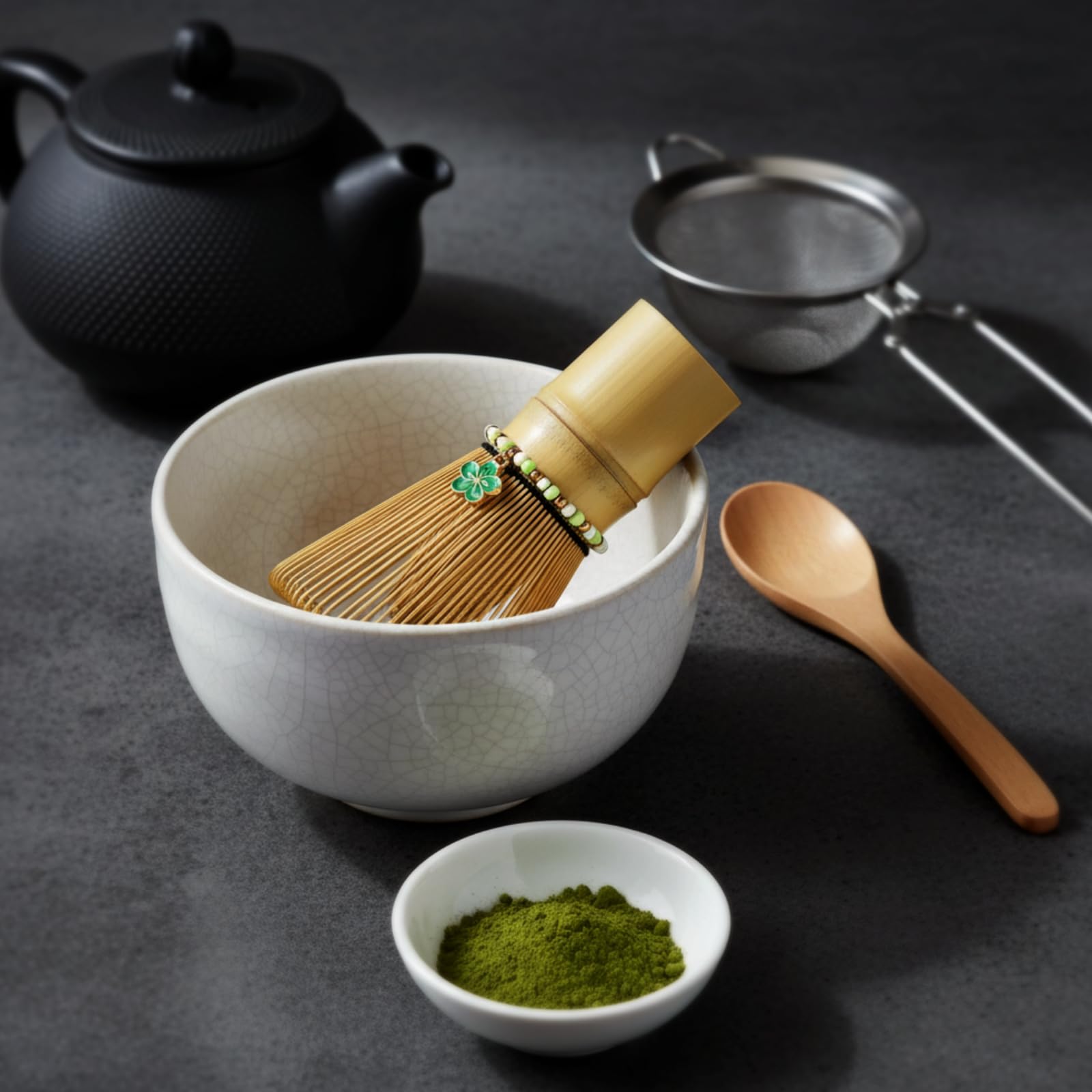 Matcha Whisks with Cherry Blossom Charms - Elegant Tea Accessories -3 Matcha Whisks with Cherry Blossom Charms - Elegant Tea Accessories -3