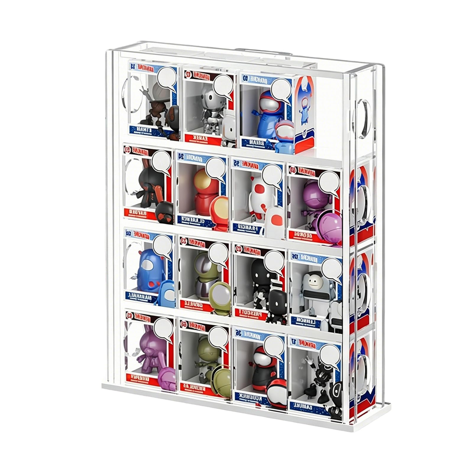 Acrylic Bittys Display Case,Clear Small Display Cabinet to Keep Collectibles Dustproof and Organised, 4 Tiered Minifigure Display Case for Collectibles Display, Wall Mounted or Coutertop