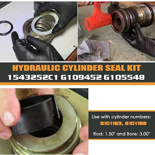 Miniatura 2 de Kit de sello de cilindro hidráulico 1543252C1 G109452 G105548 de 1.5 de varilla y 3 de diámetro para Case 350 350B 450 450B 480 480C 480E 580C 580D