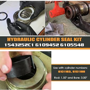 1543252C1 G109452 G105548 Hydraulic Cylinder Seal Kit 1.5 Rod & 3 Bore Fit for Case 350 350B 450 450B 480 480C 480E 580C 580D 580E 550G Loader Bucket Tilt/Bucket Ripper Dipper