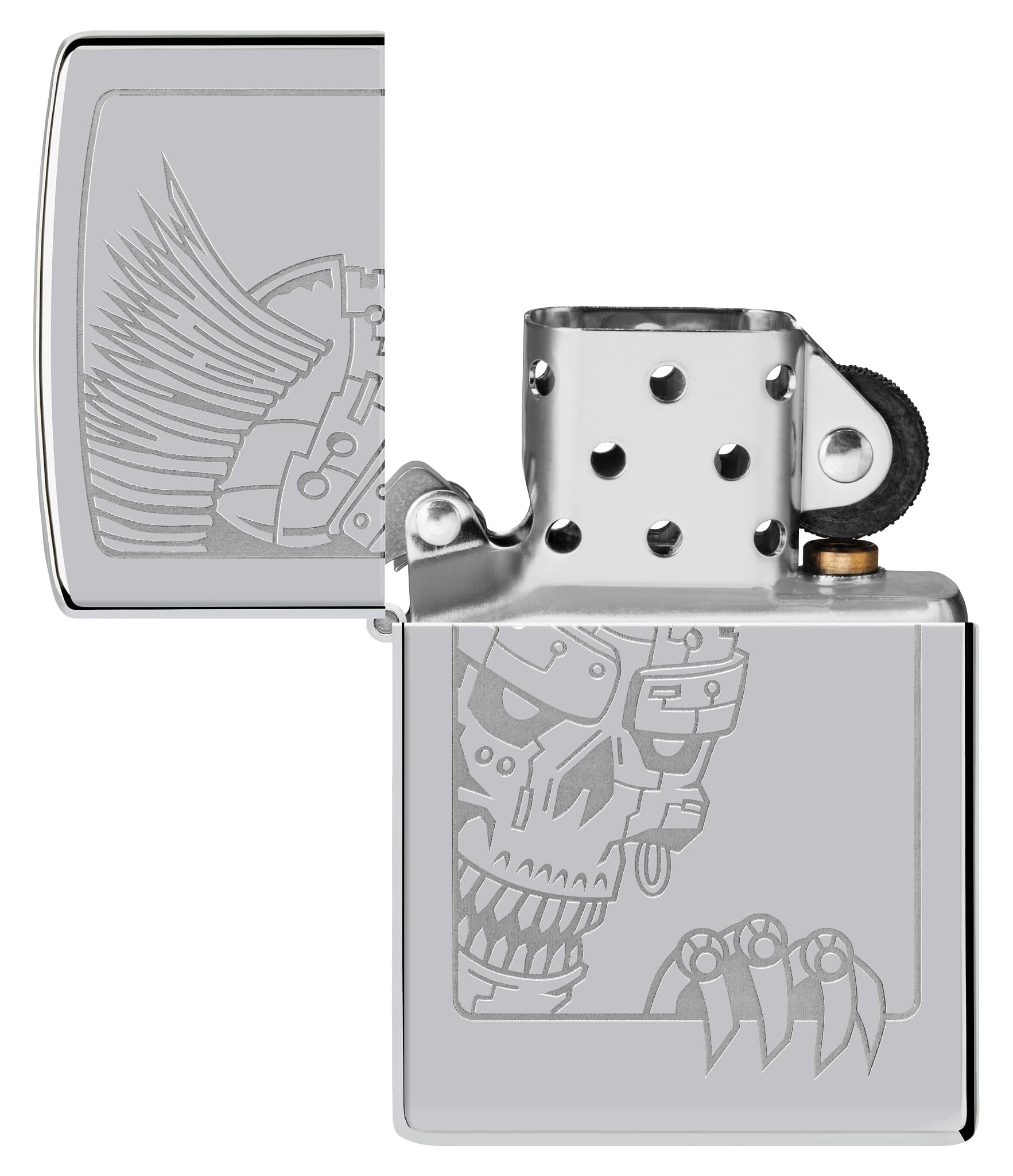 Zippo Briquet tempête – Design tête de Mort Mohawk – Argent – Chrome Poli – Lustré – Rechargeable – Réutilisable – Résistant au Vent – Boîte Cadeau – Fabriqué aux États-Unis