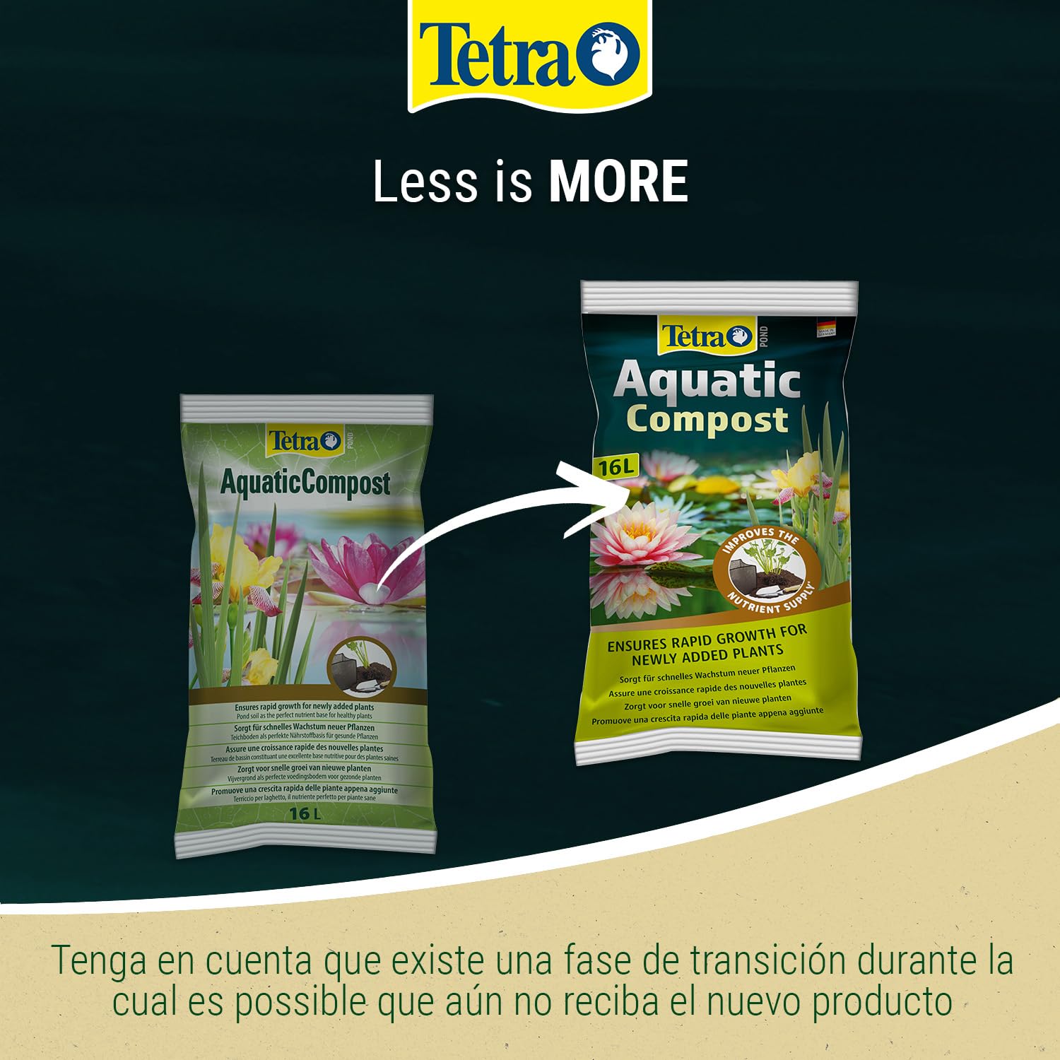 Tetra Pond AquaticCompost - Fertilizante, Tierra para Fondo de Cuenca - Nutrientes para Plantas de Estanque de jardín y Ornamento - Promueve el Crecimiento de Las Plantas - 16 L