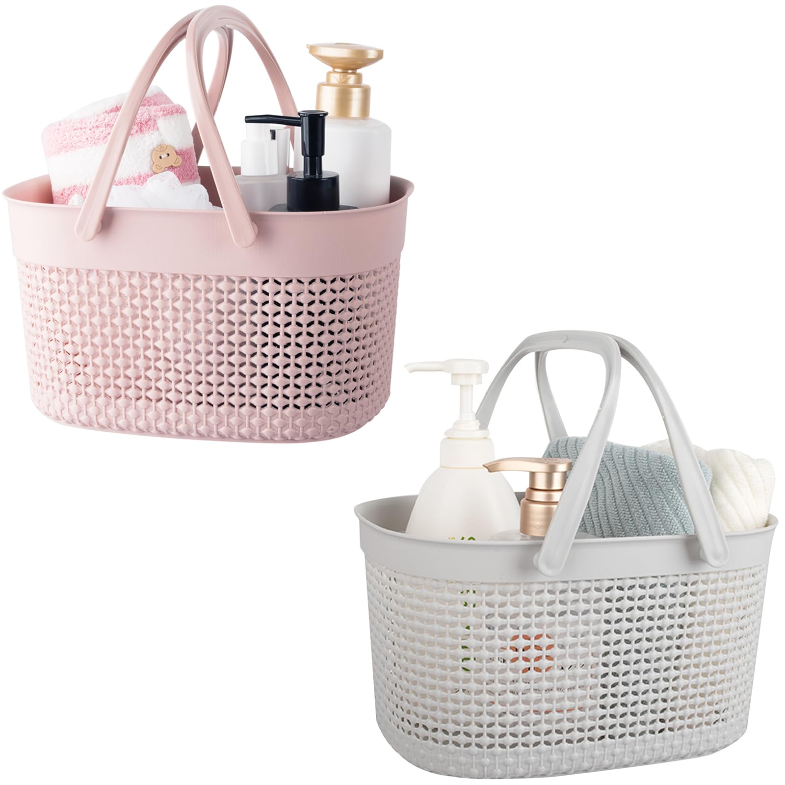 Portable Shower Caddy Basket Plastic Organizer Storage Tote with Handles Toiletry Bag Bin Box for Bathroom College Dorm
