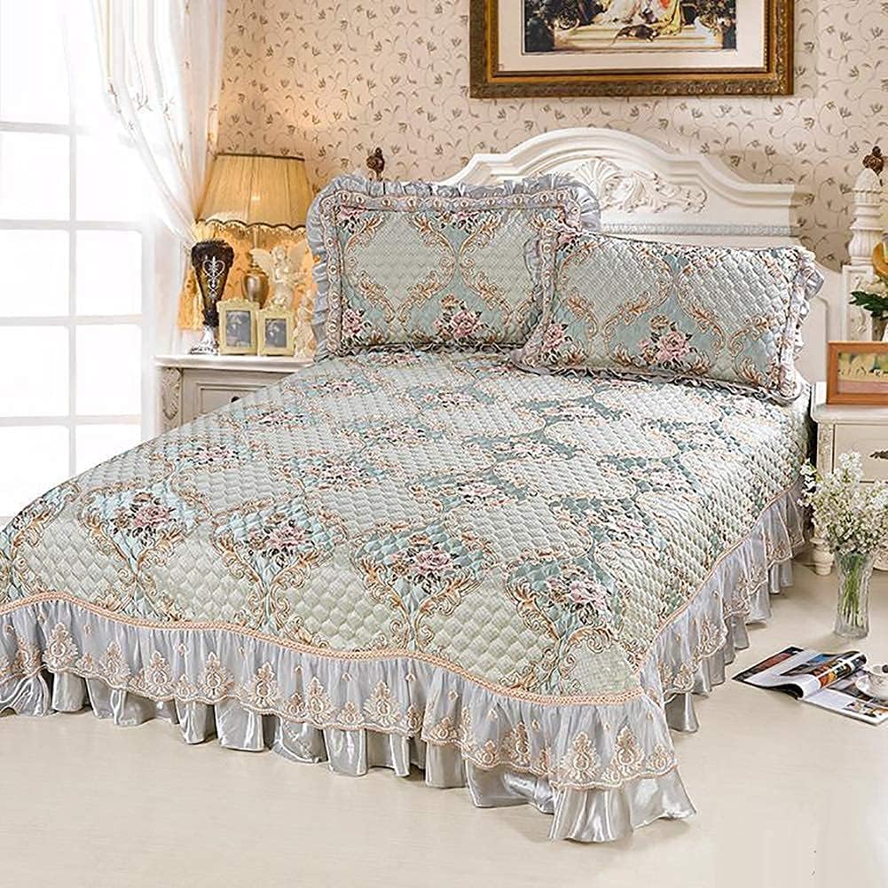 Ruffle Ruffle Quilted Bedspread Jacquard Lightweight Microfiber Bed Cover Cotton Filler 6 230x245cm (6 230x245cm)